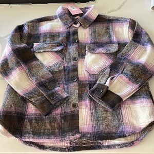 Girls Vintage Havana flannel top with pockets XL